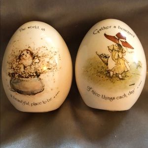 VINTAGE HOLLY HOBBIE PORCELAIN EGGS (Set)